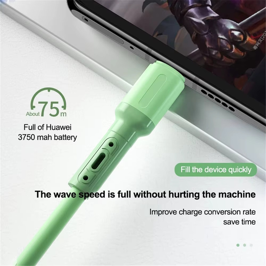 NNBILI USB-C Kabel 3A Schnelles Laden aus weichem Silikon für Huawei und Xiaomi in Lila und Grün - Bild 2