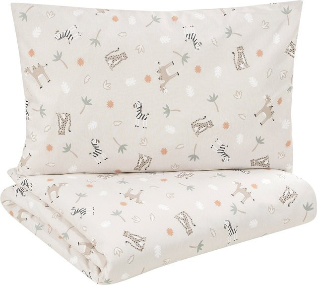 Julius Zöllner Bettwäsche Set aus Jersey mit Tier-Motiv, mehrfarbig beige, B/T: 100 x 135 cm und 40 x 60 cm - Bild 1