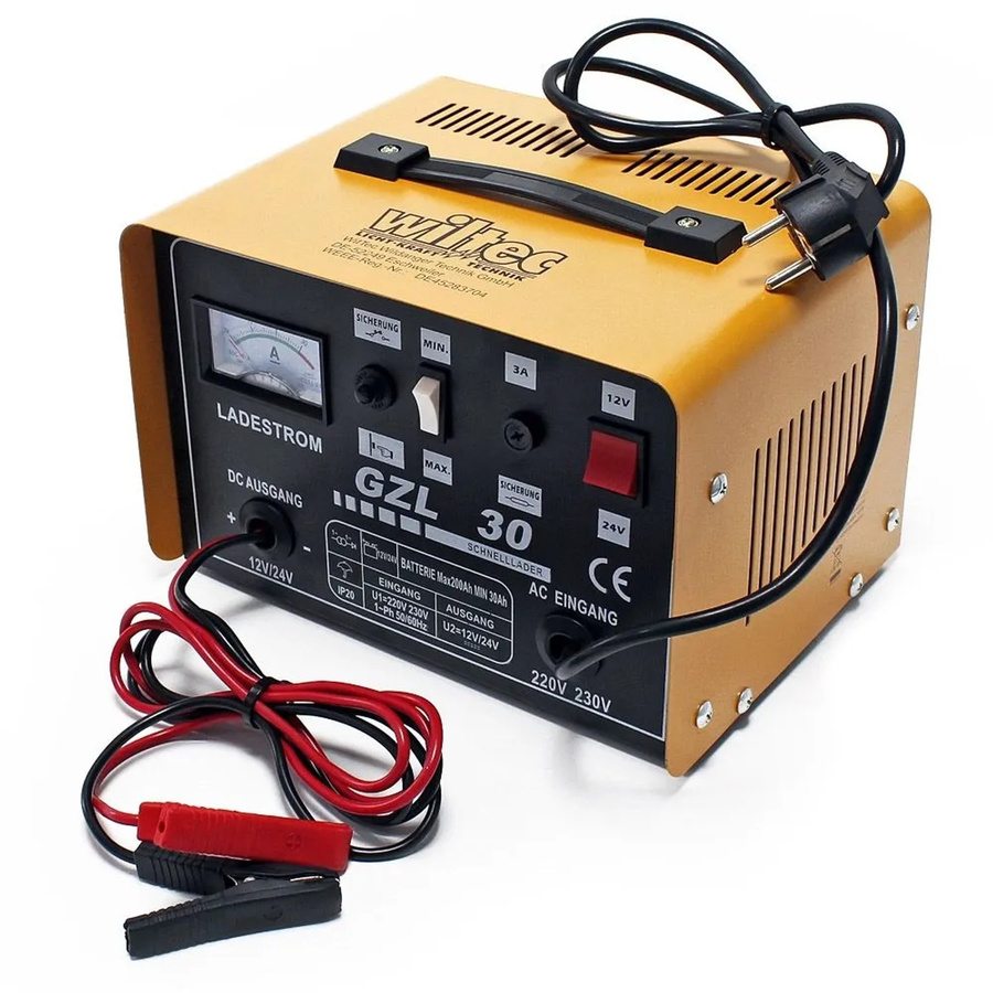 Wiltec Batterieladegerät Gzl30 für 12V und 24V mit 16A in Gelb - Bild 2