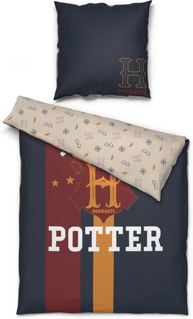 Harry Potter Microfaser Bettwäsche Set mit Reißverschluss, Grau, B/H: 135 x 200 cm und 80 x 80 cm - Bild 1