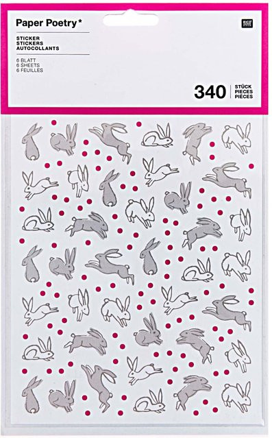 Rico Design Paper Poetry Sticker Hasen 6 Blatt - Bild 1