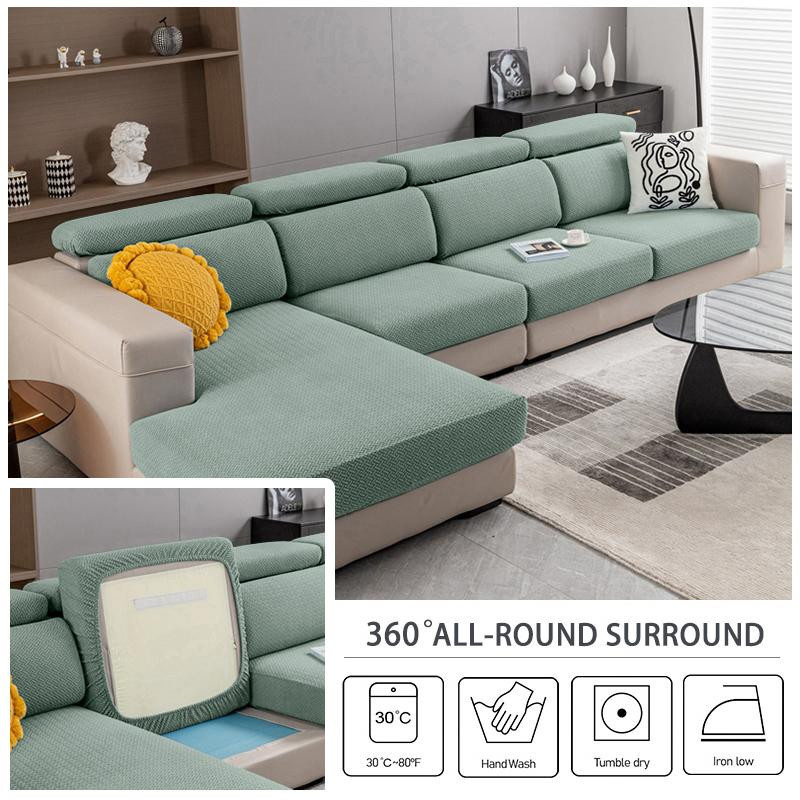 Leorate Gestrickter Jacquard-Sofa-Sitzbezug in Weinrot, waschbarer Stretch-Sofabezug für dein Wohnzimmer (50-63 cm) - Bild 2