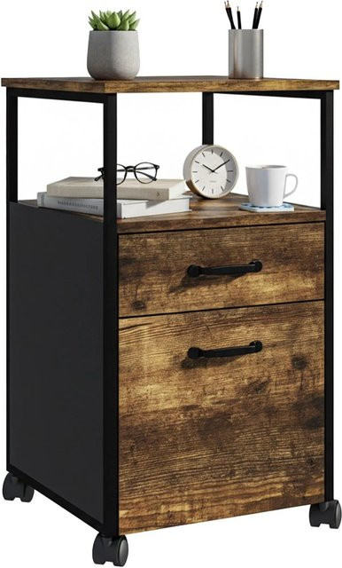 Relaxdays Rollcontainer mit 2 Schubladen und Hängeregister in Schwarz, B/T/H: 66,5 x 42 x 44 cm - Bild 1