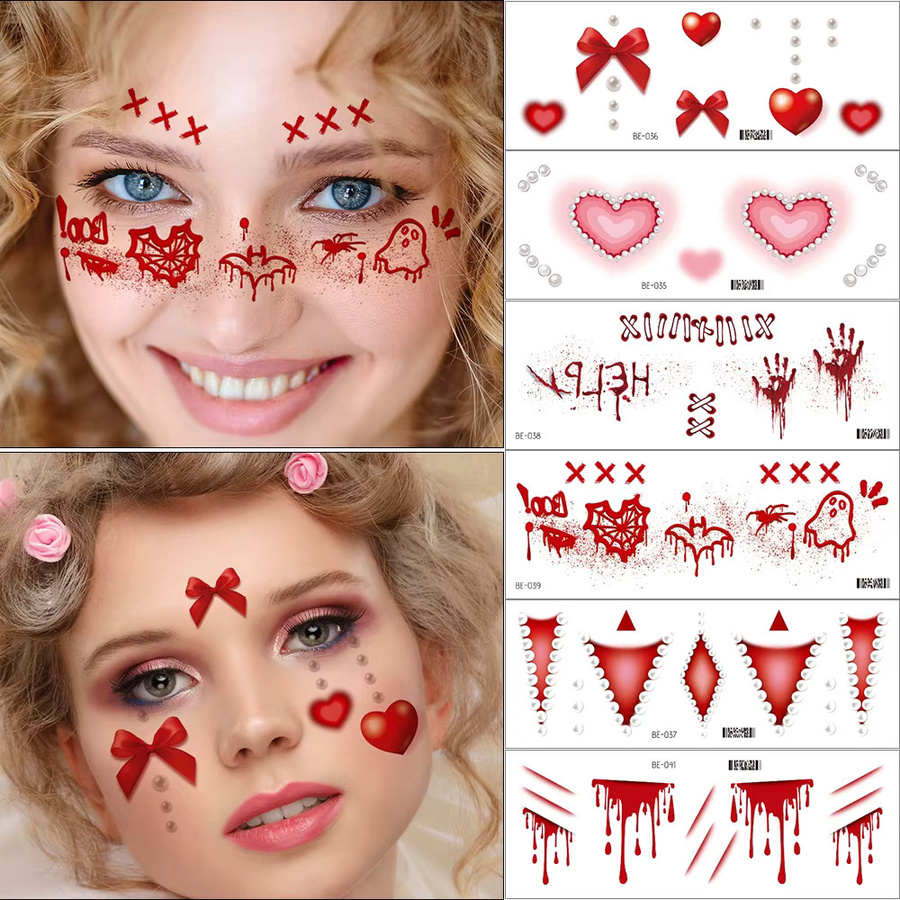 ROCOOART Temporäre Halloween-Tattoos, 6 Blatt, Damen - Bild 2