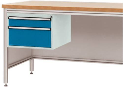 Manuflex ZB4572.0002 Gehäuse-Unterbau für ALU-Arbeitstische in Grau und Blau mit 2 Schubfächern, Nutzhöhe: 30 cm, für Tischtiefe: 80 cm - Bild 1