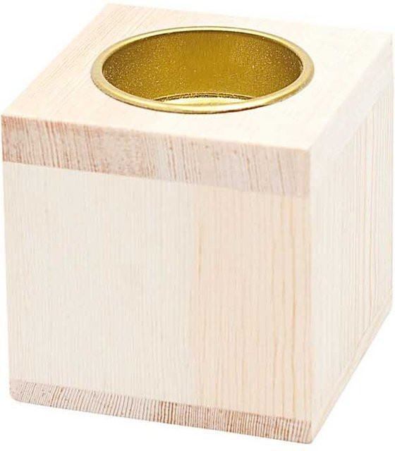 Rico Design Kerzenhalter aus Holz B/T/H: 6 x 6 x 6 cm - Bild 1