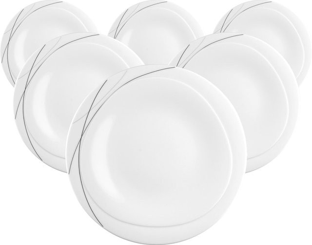 Seltmann Weiden Speiseteller Trio Highline aus Porzellan, Weiß, Durchmesser: 28,3 cm, 6er Set - Bild 1