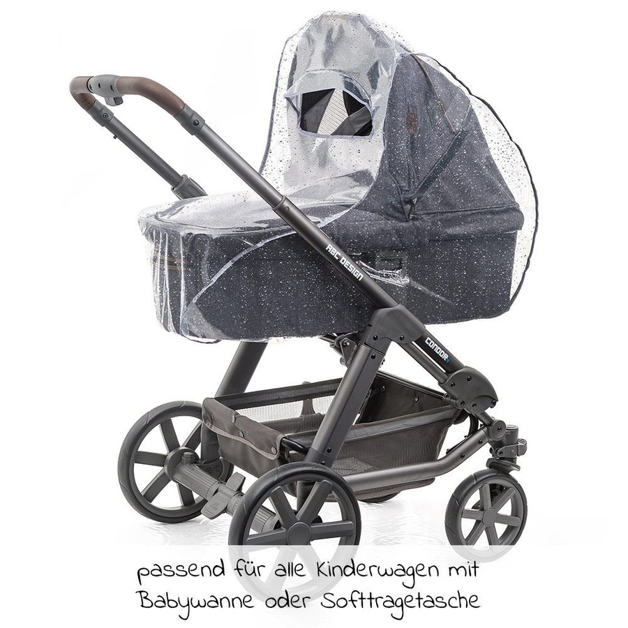 Zamboo Erstlings- & Schutzset für Kinderwagen mit Sonnensegel und Regenschutz in Grau - Bild 3
