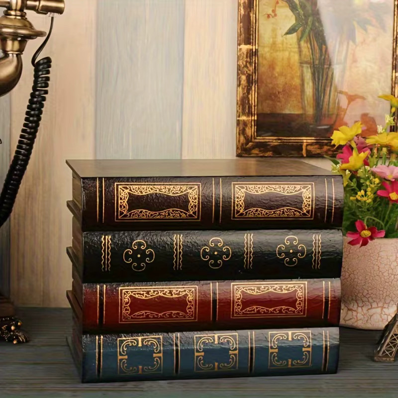 Untior Vintage Bücherbox aus Holz als dekorative Aufbewahrung für Schmuck und Ornamente - Bild 2