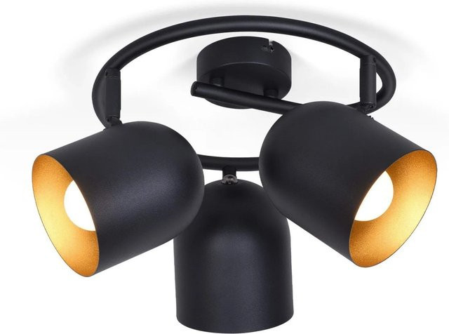 NETTLIFE Deckenstrahler aus Metall in Schwarz und Gold/Messing mit verstellbarem LED-Akzent im Retro-Design für E14 Fassung - Bild 1