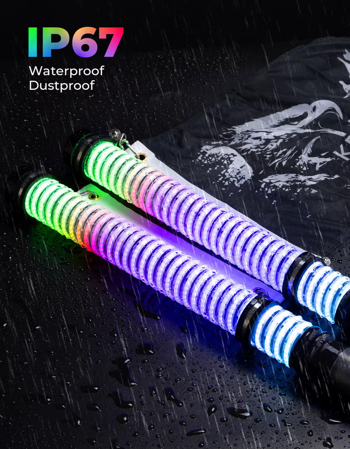 KEMIMOTO RGB Fat Whip Lights Wasserdichte Blinker mit Bluetooth-Fernbedienung in Schwarz für UTV ATV Can-Am, Auto, LKW und Golfwagen - Bild 4