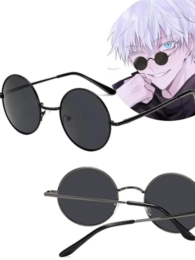Sonnenbrille, rund, Metall, Vollrand, schwarz, Unisex - Bild 3
