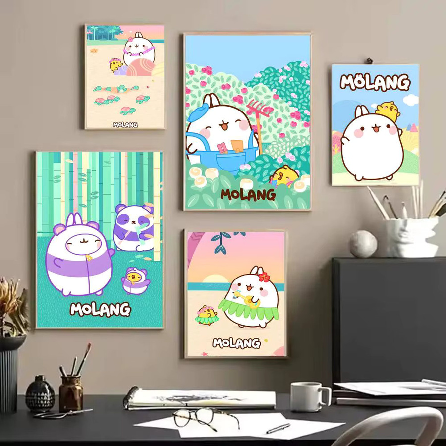 Molang Kawaii Anime Poster dekorative Wandkunst Multicolor Wandbild Fotodruck für dein Zuhause - Bild 2