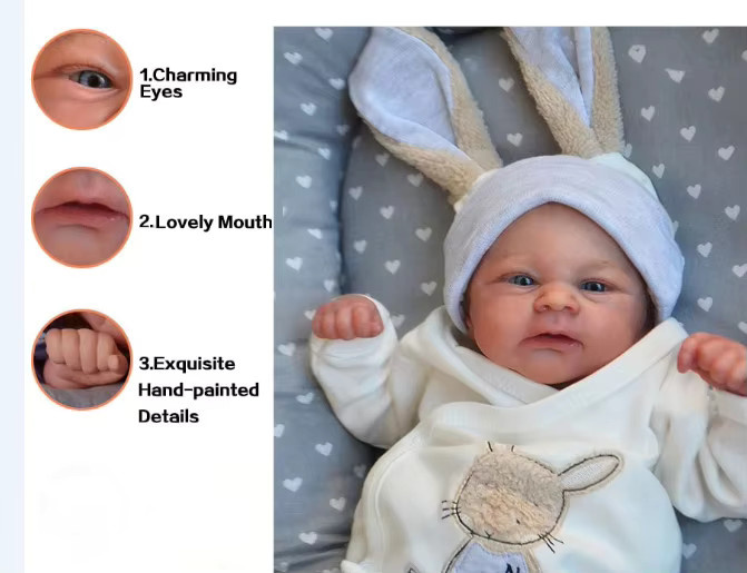 NPK Elijah Neugeborenes Baby, fertige Puppe, 19 Zoll - Bild 2