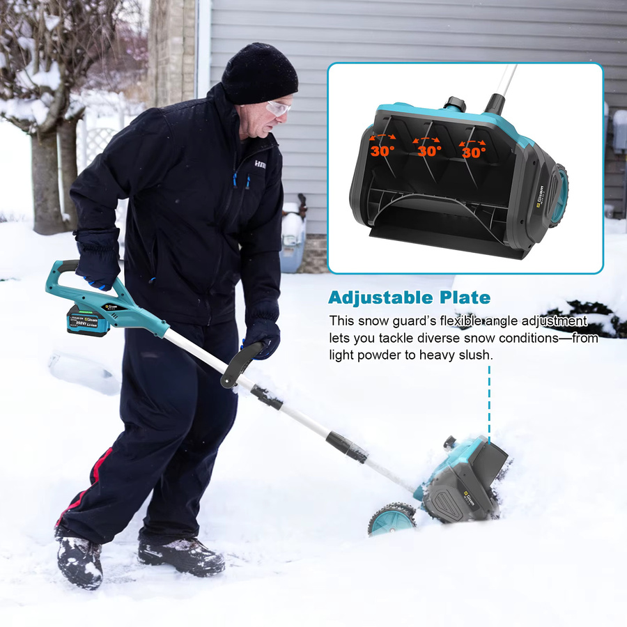 Gisam Bürstenloser elektrischer Schneepflug in Blau, Schneekehrmaschine mit 13 Zoll Breite für Makita LXT 18 V Akku-System - Bild 4