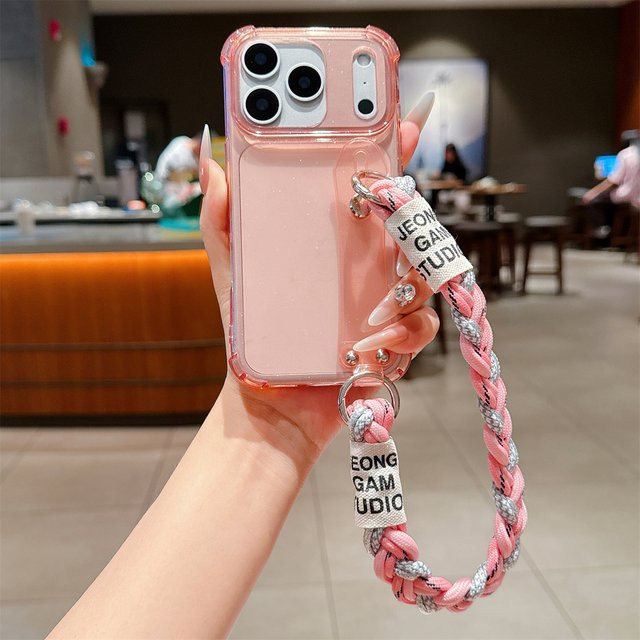 Transparente Silikon Handyhülle mit Glitzer-Handgelenkschlaufe und Kickstand für Apple iPhone 17 16 15 14 13 12 Pro Max X XR XS - Bild 1