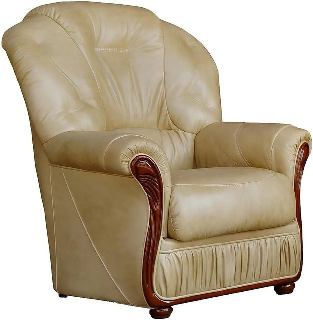 Vente-unique Sessel Daphne in Beige mit gerader Rückenlehne und Armlehnen aus Büffelleder, Höhe: 83 cm - Bild 1