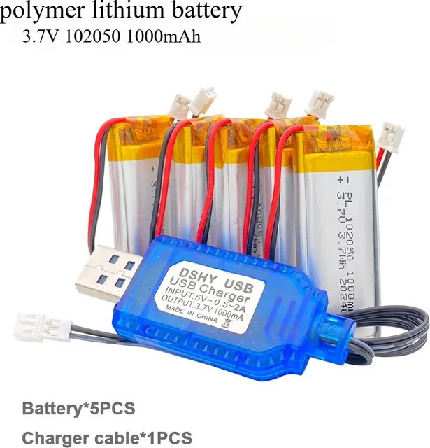 5er-Set Lithium-Polymer-Akku YTBNA 3,7 V 1000mAh in Silber für MP3, GPS und Aufnahmestifte - Bild 1