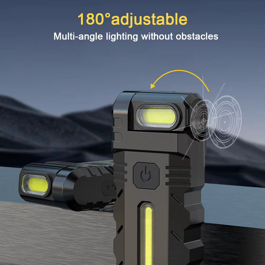 LAIMANEI USB-aufladbare magnetische LED-Taschenlampe mit COB-Licht und 180 Grad drehbarem Kopf in Schwarz - Bild 5