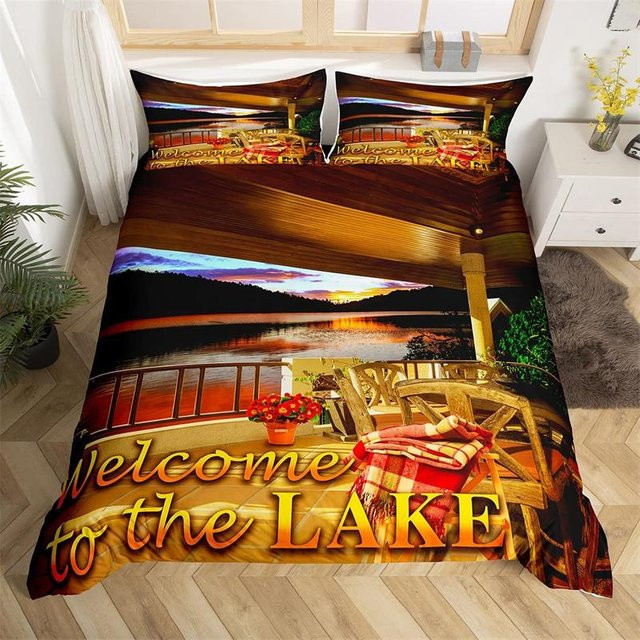Fishing King Bettwäsche-Set aus Mikrofaser mit Angel- und Naturmotiv, 2-teilig, Mehrfarbig, B/H: 173 x 218 cm, inklusive Kissenbezüge 50 x 70 cm - Bild 1