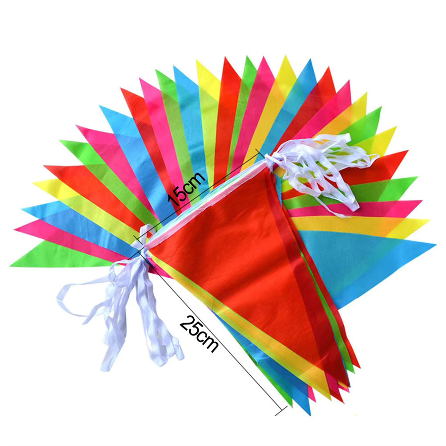 LEENKEA Wimpelkette mit bunten Dreiecksflaggen aus Textil für Party und Festival-Dekoration in Mehrfarbig - Bild 2