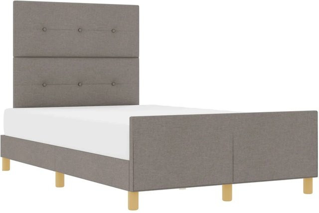 vidaXL Bettgestell mit Kopfteil in Taupe, gepolstert, Stoff, B/T/H: 128 x 126 x 197 cm - Bild 1