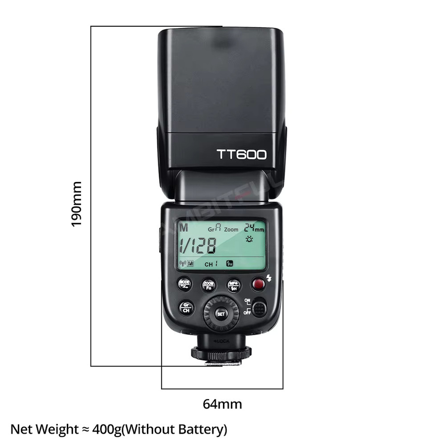 Godox TT600 Kamera-Blitzgerät mit 2,4G Wireless X-System in Schwarz für Canon, Nikon, Sony, Pentax, Olympus, Fuji und Lumix - Bild 2