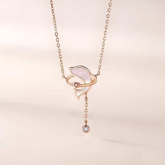 Halskette Delfin, 925 Silber, Weiß, Zirkonia, Damen - Bild 1