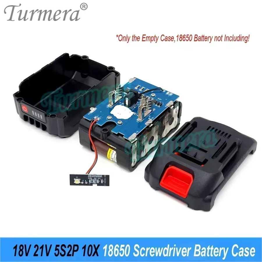 Turmera Schraubendreher-Batteriegehäuse in Schwarz mit 5S 18V 21V 18650-Halter und BMS-Schweißnickel für DIY-Elektrobohrmaschinen - Bild 3