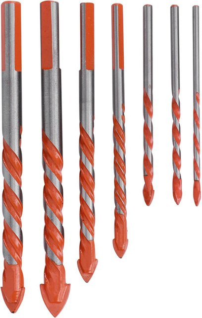 TOMTOP 7er Set Zentrierbohrer für Keramikfliesen aus HSS-Stahl in Orange und Multicolour, Durchmesser: 3 mm, 4 mm, 5 mm, 6 mm, 8 mm, 10 mm - Bild 1