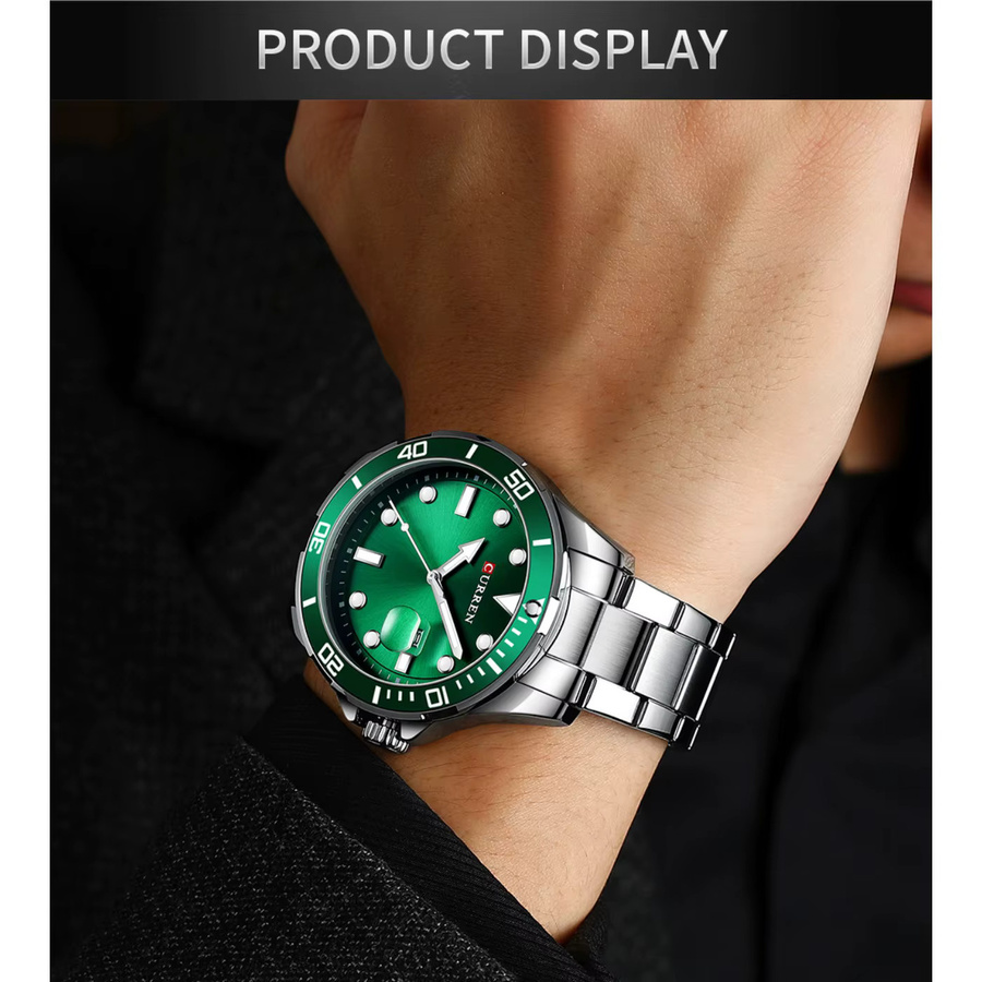 CURREN Armbanduhr, Quarz, Edelstahl, Grün, Herren - Bild 2