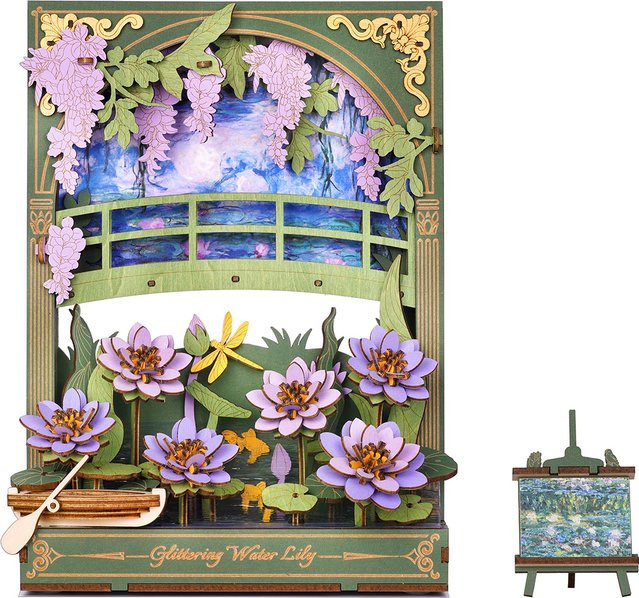 ROWOOD 3D-Holzpuzzle Sonnenblume mit LED-Licht als Blumenmodellbausatz zur Tischdekoration - Bild 1