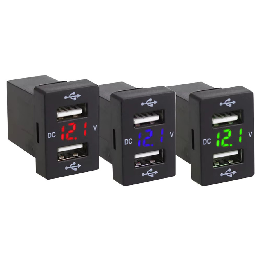 WYMECT Dual USB Schnellladegerät mit Voltmeter und LED für Toyota 12-24V, Power Adapter in Schwarz - Bild 2