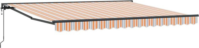 vidaXL Einziehbare Markise Blau-Orange aus Polyester und Metall, B: 400 cm, T: 300 cm - Bild 1