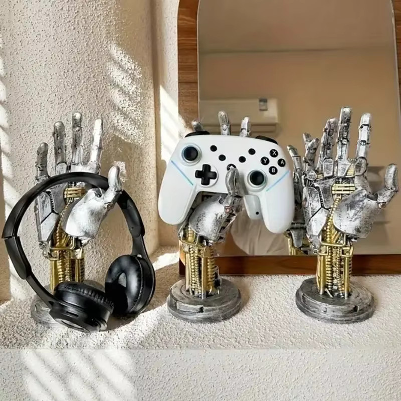 Mechanische Gaming Controller und Kopfhörer Halterung in Silber für Sony PS5, PS4 und Airpods Max - Bild 4