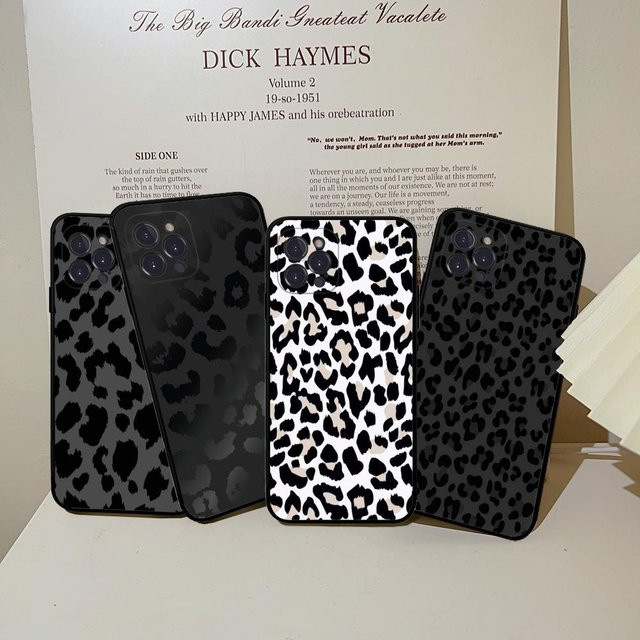 Schwarze Handyhülle mit Leopardenmuster für iPhone 15 14 13 12 11 Pro Max Mini XS XR 7 8 Plus - Bild 1