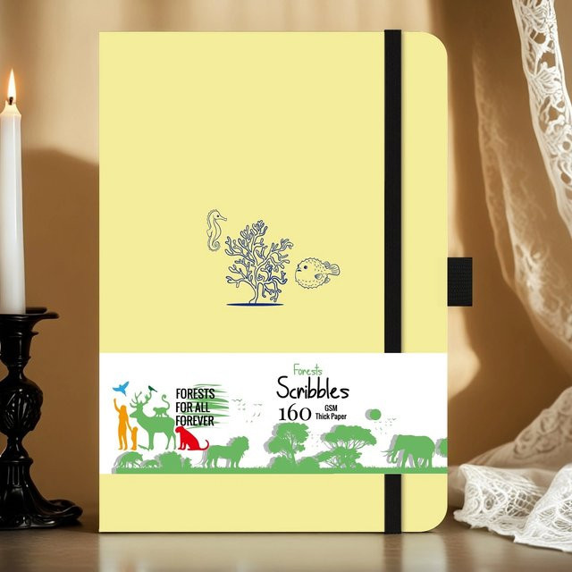 BUKE A5 Notizbuch mit Punktraster in Gelb, Hardcover aus PU-Leder mit 160 g/m2 Papier für deine Bujo-Planung - Bild 1