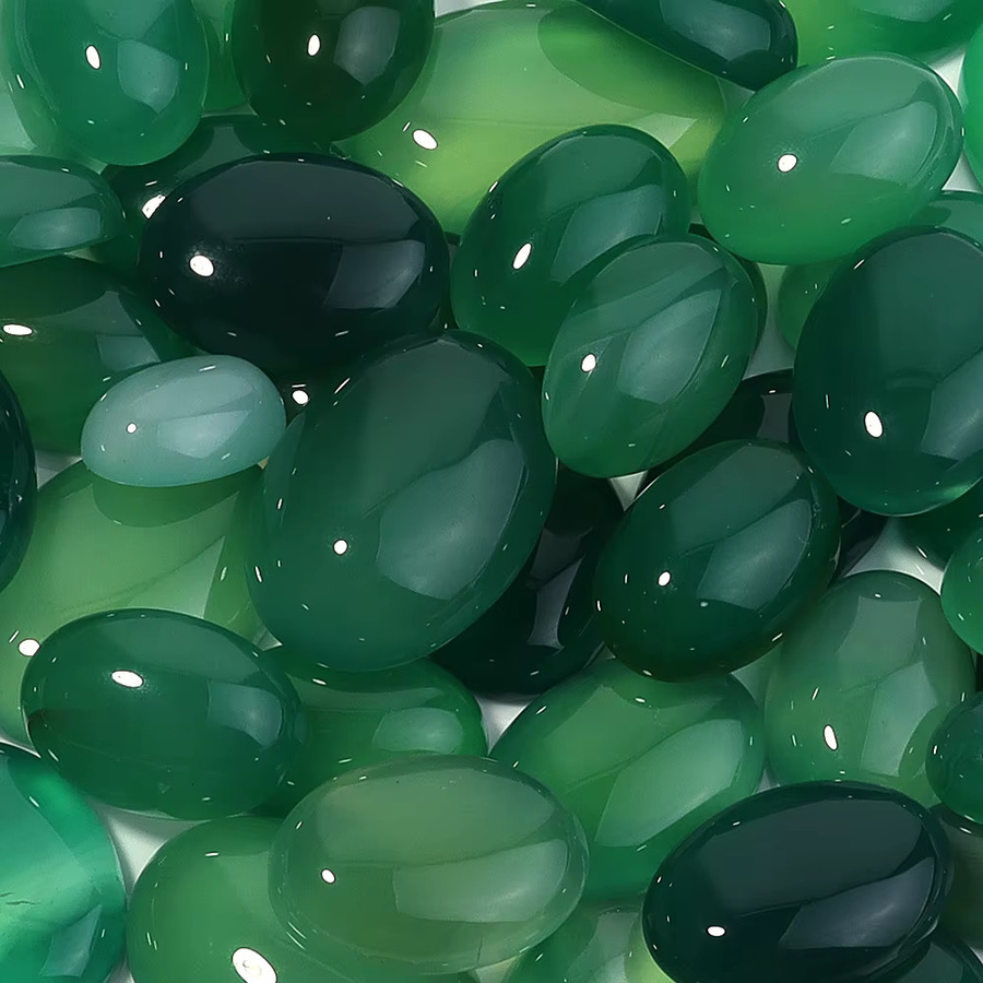 SAUVOO Achate Cabochons, Grüne, Oval, Perlen - Bild 2