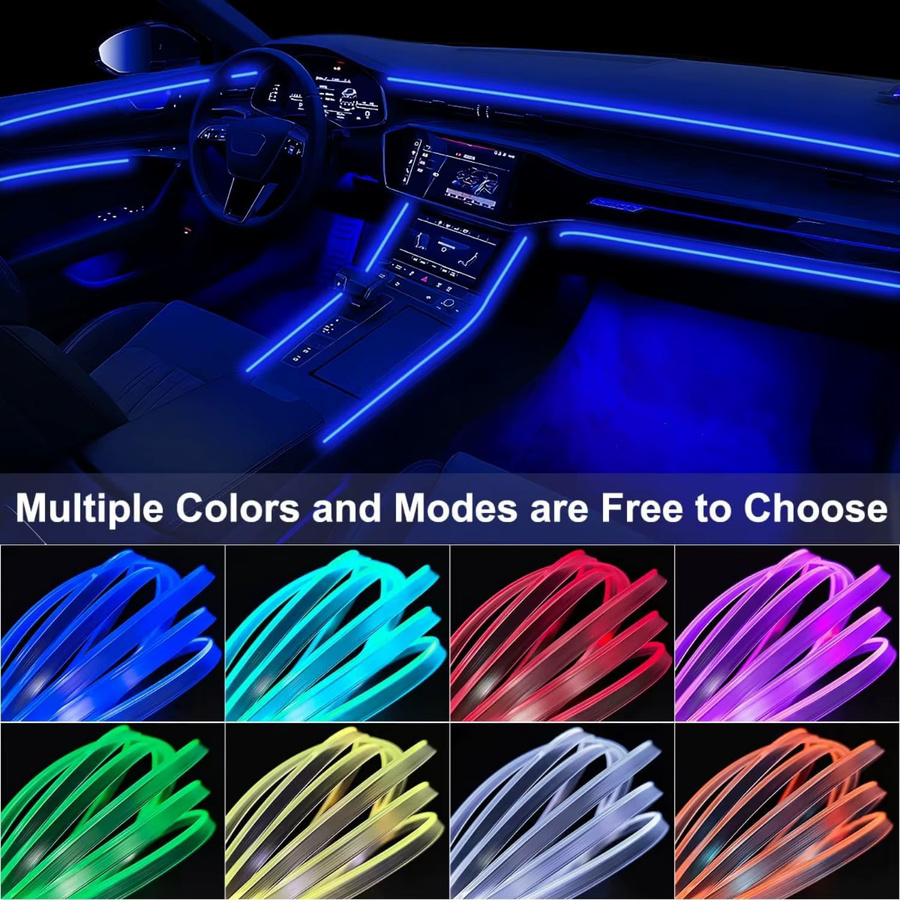 AnautosL RGB Neon LED Auto Innenbeleuchtung mit App-Steuerung und Musik-Synchronisierung, USB LED Streifen Glasfaser Umgebungsbeleuchtung, Multicolour - Bild 5