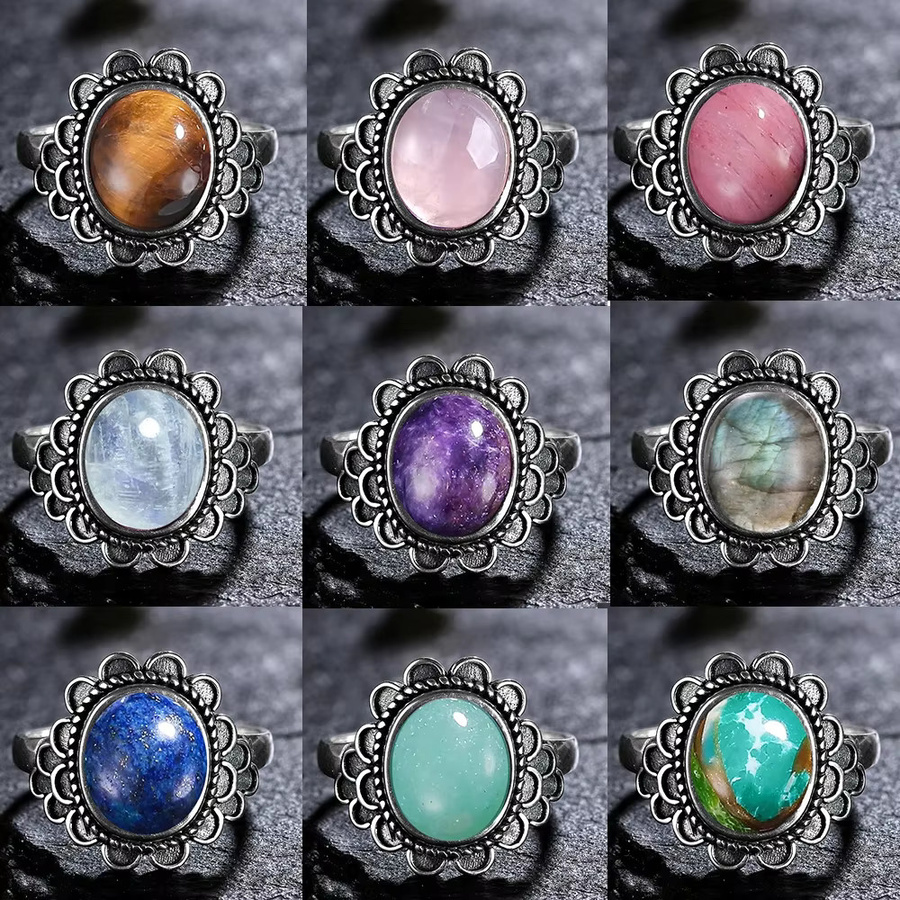 FCGJHW Ring 925 Silber, Amethyst, Rosenquarz, Unisex - Bild 2