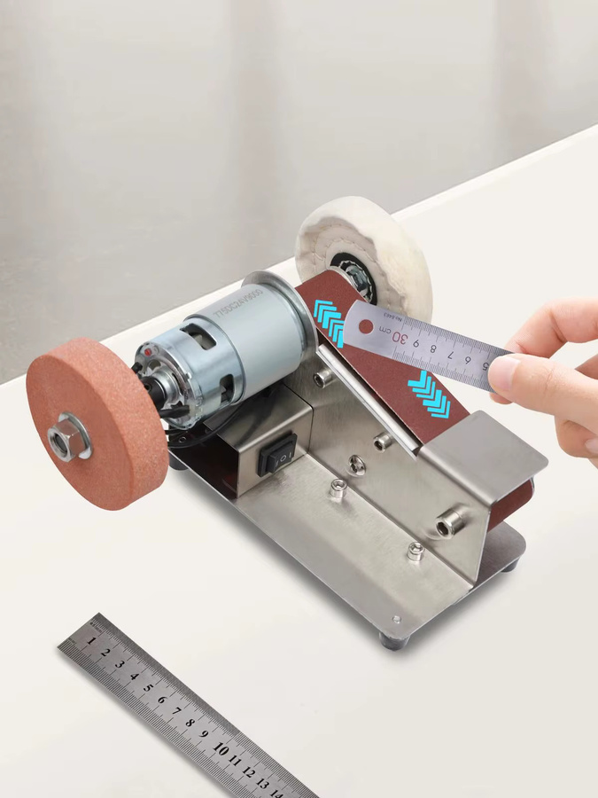 CNCEST Elektrischer Bandschleifer 150 W mit 775 Motor, 7-stufig einstellbarer Polierer in Rot/Silber inklusive 20 Schleifbändern (30 x 330 mm) - Bild 4