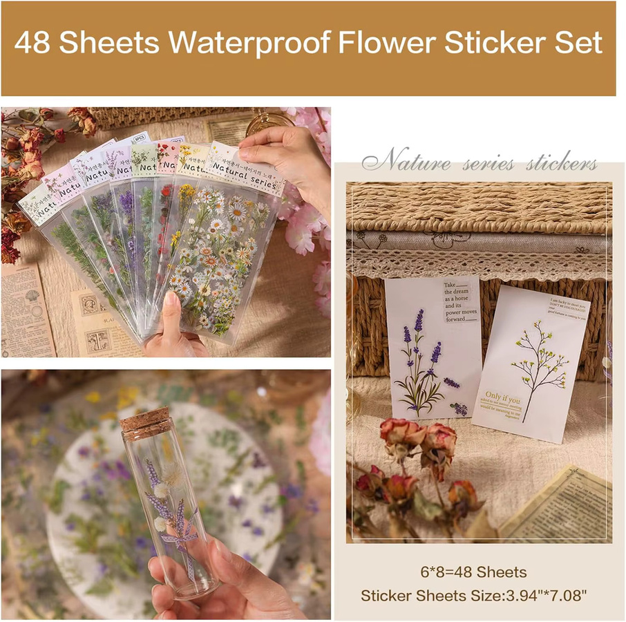 Vintage Pflanzen und Blumen Aufkleber Set in Multicolour für Scrapbooking und Bullet Journals - Bild 4