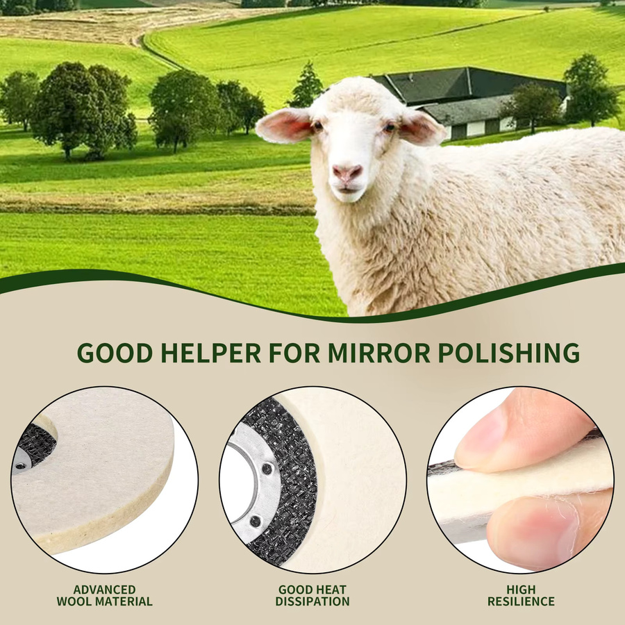 SI FANG Woll-Polierscheibenpad für Winkelschleifer, Durchmesser: 125 mm, ideal zum Schleifen von Metall, Glas und Keramik - Bild 4