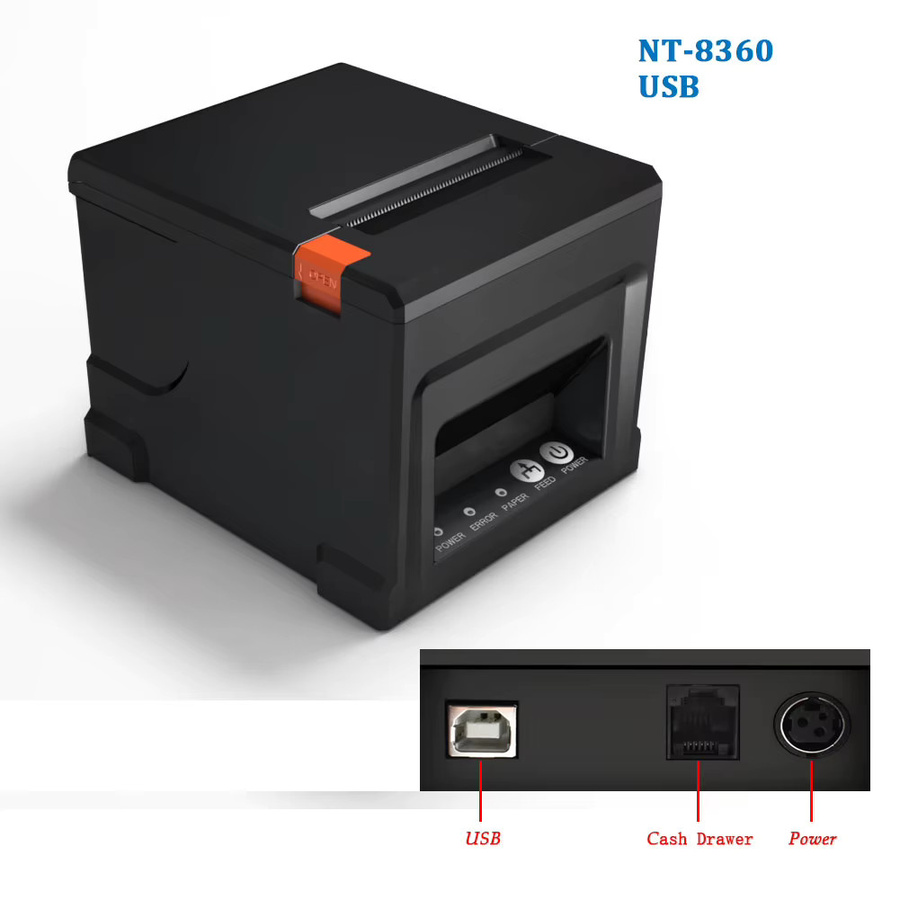 Netum NT-8360 Thermischer Bondrucker mit automatischem Cutter, 80mm POS-Drucker für Restaurant und Küche, Schwarz, USB, LAN und Bluetooth - Bild 4