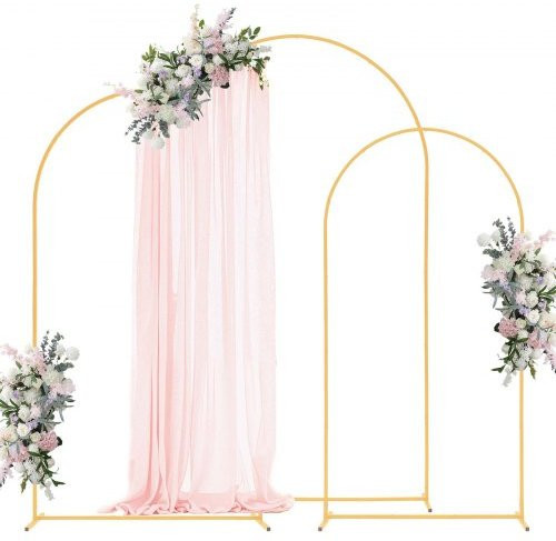 VEVOR 3er-Set Metall Hochzeitsbogen in Gold, halbkreisförmige Hintergrundständer für Hochzeiten und Feiern, Höhe: 240 cm, 220 cm, 200 cm - Bild 1