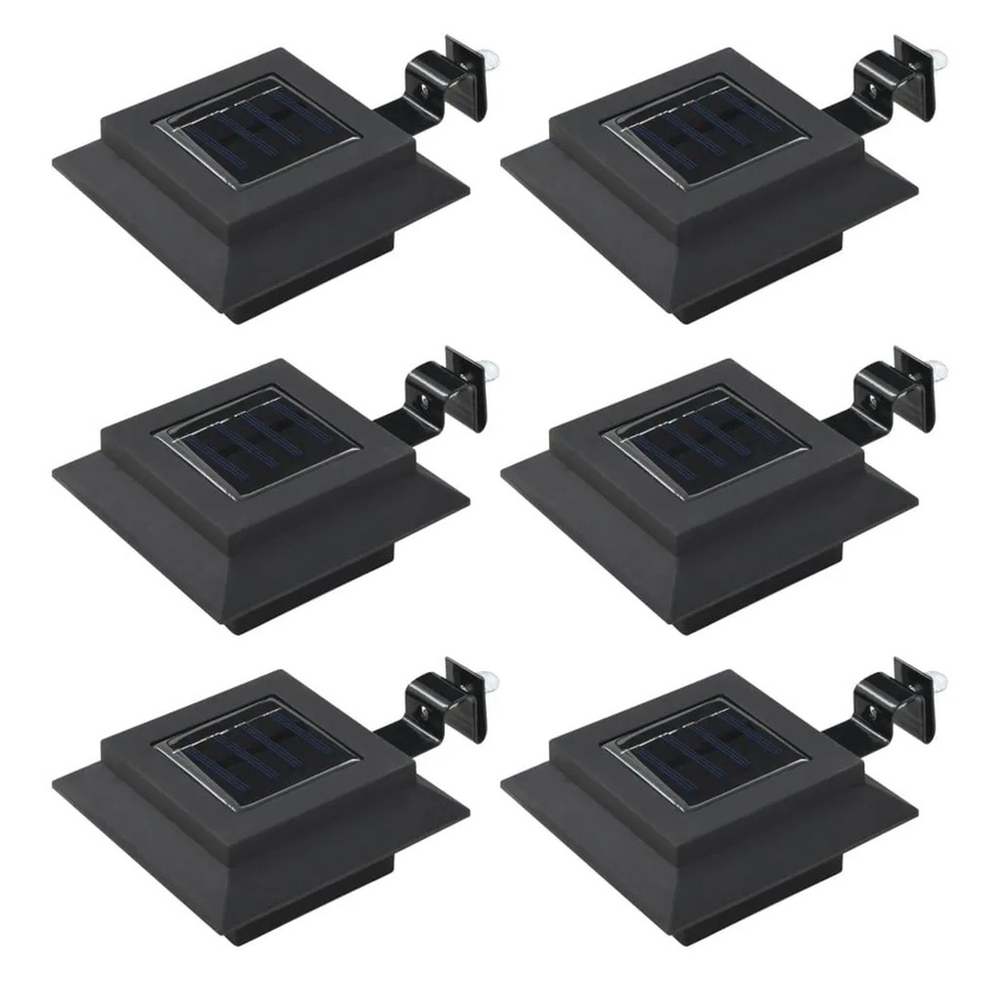 vidaXL Solar-Outdoor-LED-Leuchten Set, 6 Stück, quadratisch, Schwarz, mit Dämmerungssensor, B/T/H: 12 x 12 x 6,5 cm - Bild 2