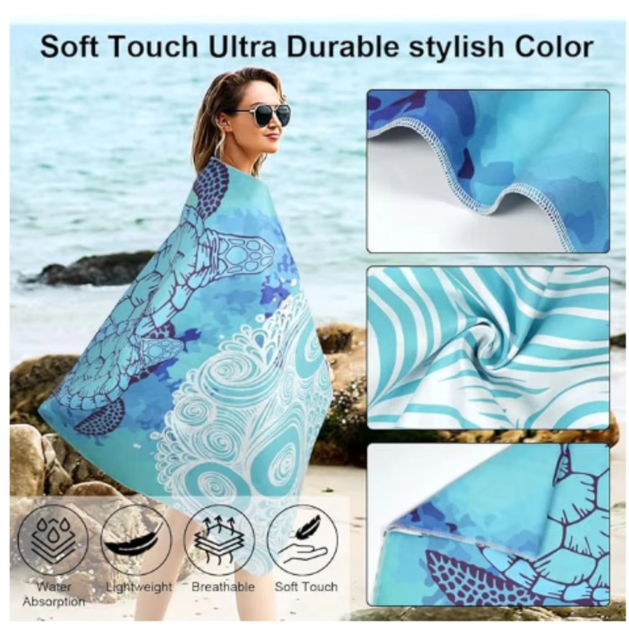 URAQT Strandtuch Boho Design Multicolour, schnelltrocknend und sandfrei, B x H: 140 x 180 cm - Bild 2