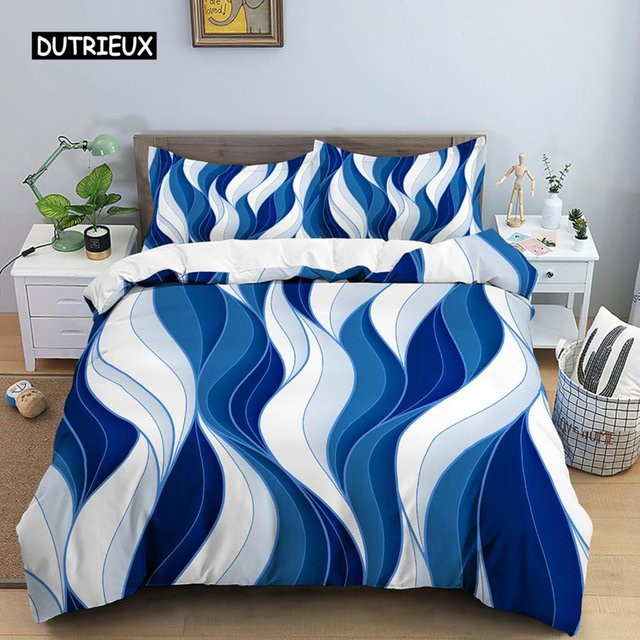 Bettwäsche-Set Binchi Outdoor Product aus Mikrofaser mit geometrischem Streifenmuster in Rot, Gelb und Blau, B/H: 135 x 200 cm - Bild 1