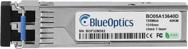 BlueOptics SFP Transceiver für Extreme Networks 1G-SFP-100FX-LR-OM, Singlemode Glasfaser, 155 Mbit, Farbe: Silber - Bild 1