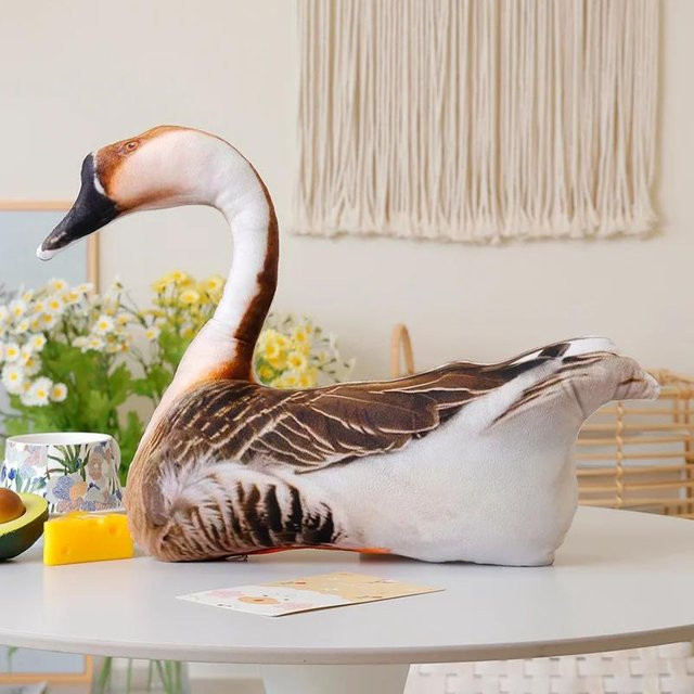 Yiran toy Simulationshenne Vogel Gans Plüschtier Kissen, Weiß - Bild 1